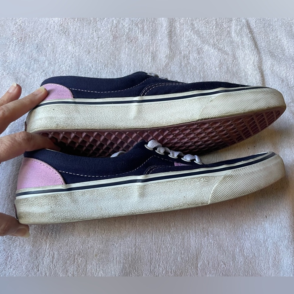 Vans Low Top Canvas Sneakers in Navy and Pink - Picture 6 of 8